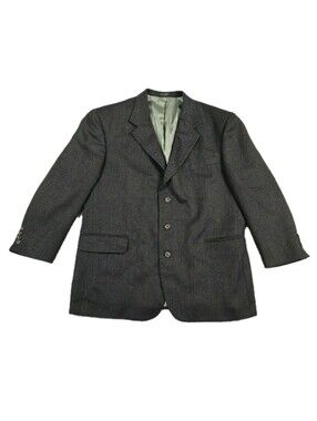 Oscar De La Renta 100% Wool Brown Herringbone Blazer Sport Coat Jacket Size 46 R